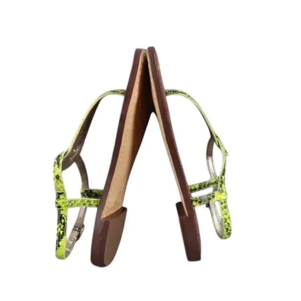 Sam Edelman Shoe Women 5.5 Sandal Fashion Snake Print Neon Gigi Flat Ankle Strap